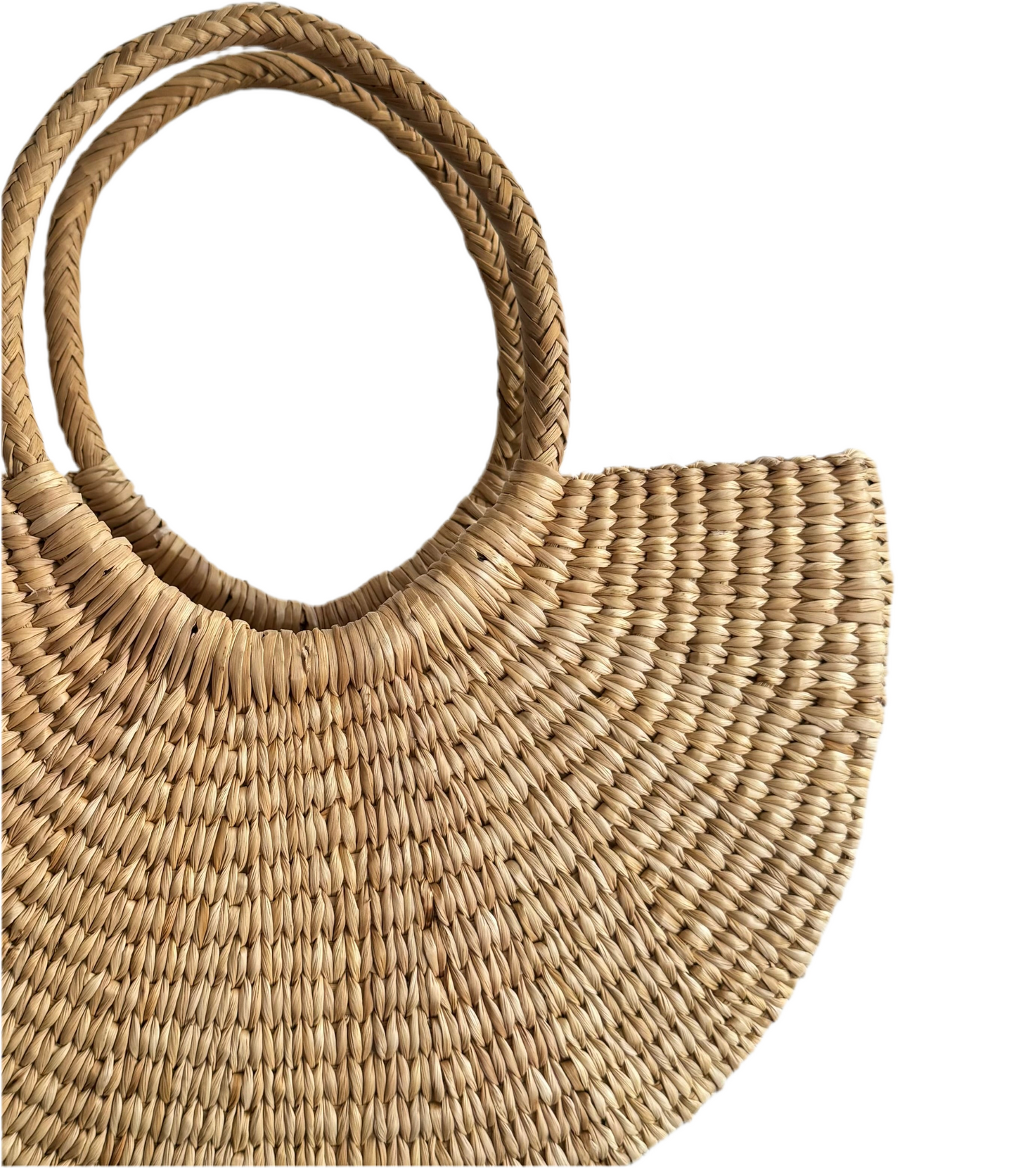 Puerto Eten Artisanal Junco Reed Half-Moon Bag - Natural