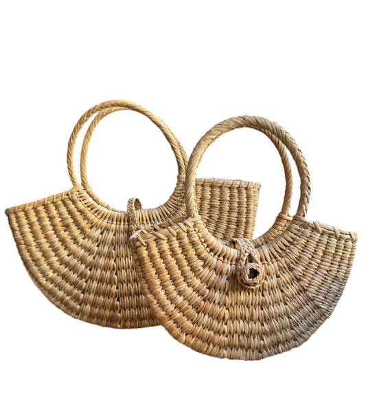 Handmade Peruvian Junco Reed Handbag Natural Beige