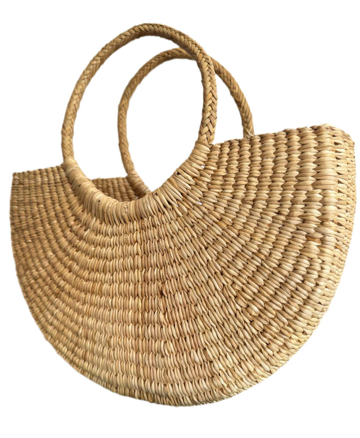 Puerto Eten Artisanal Junco Reed Half-Moon Bag - Natural