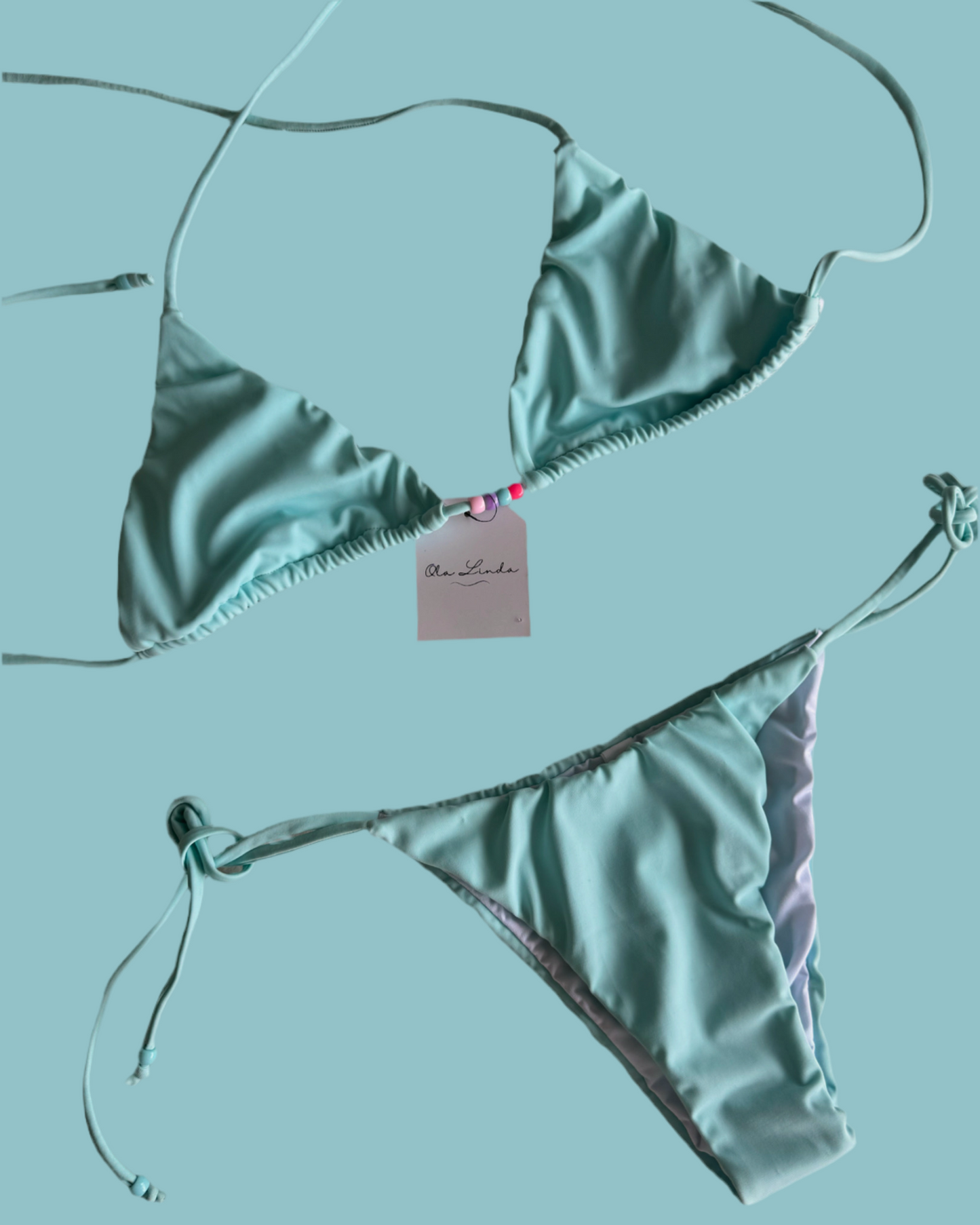 Celeste Triangle Strings Brazilian Bikini