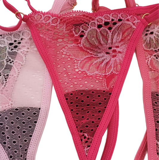 Lucia Glitter Lace V-String