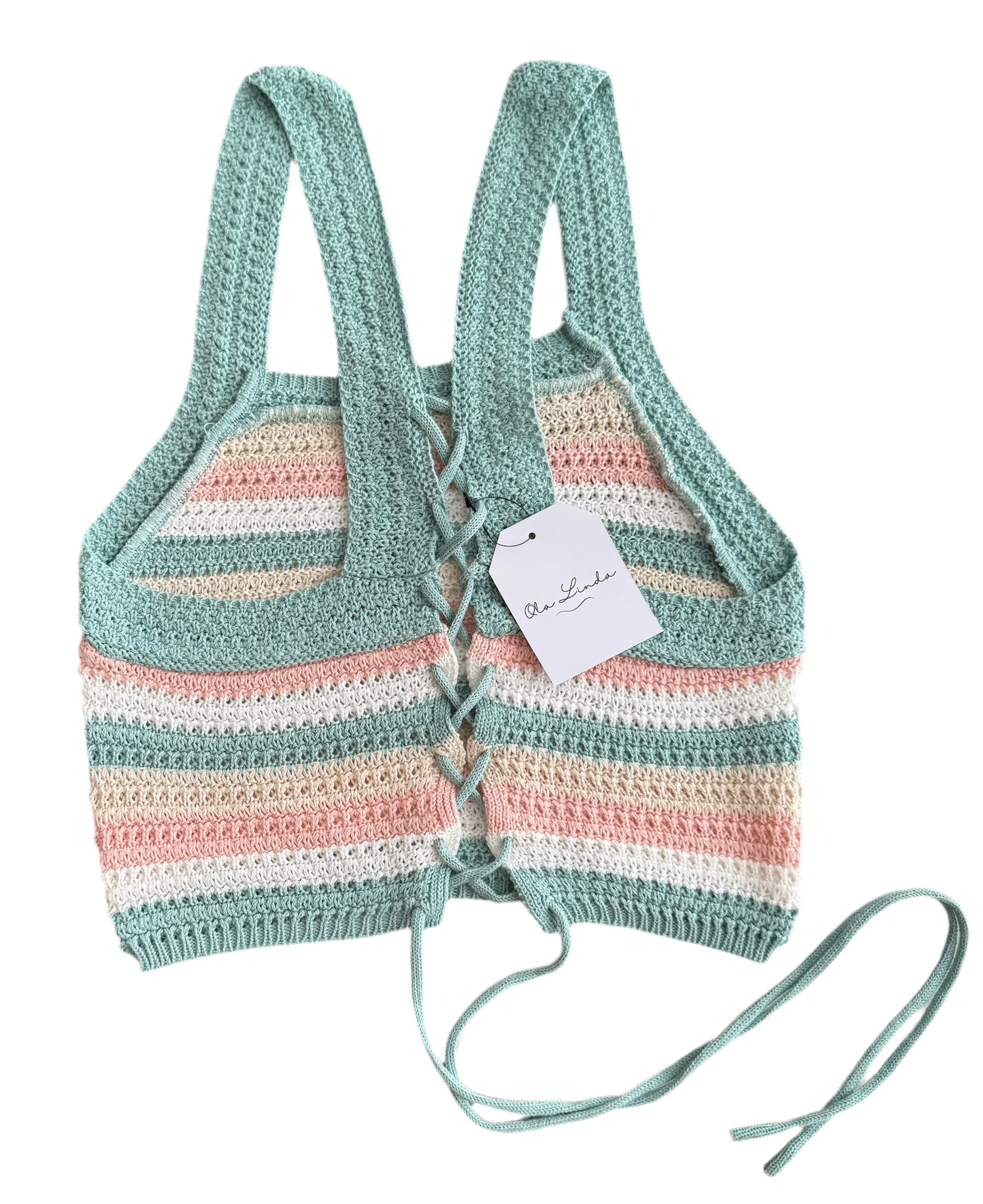 Mint Tie-Back Crochet Top