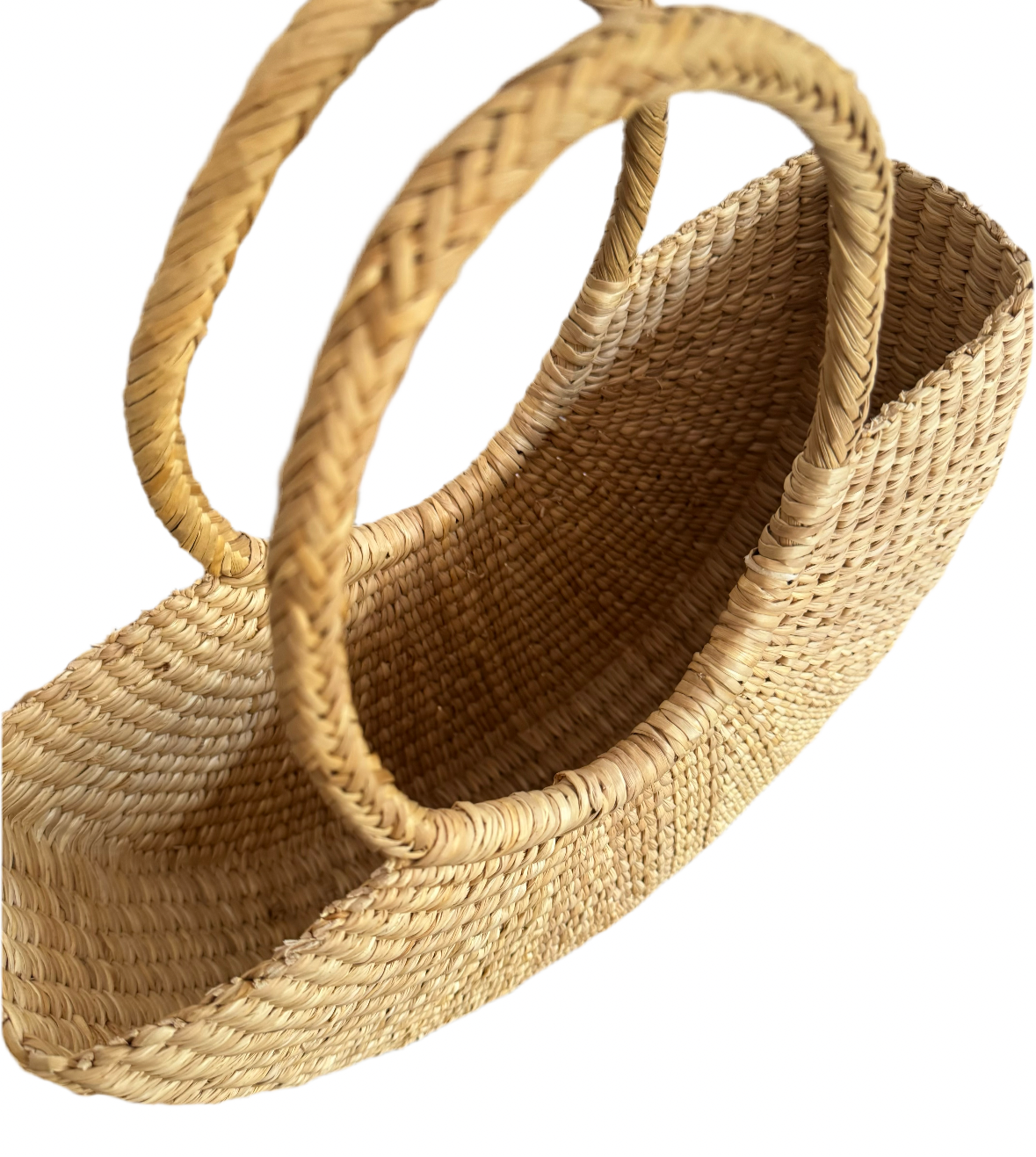 Puerto Eten Artisanal Junco Reed Half-Moon Bag - Natural