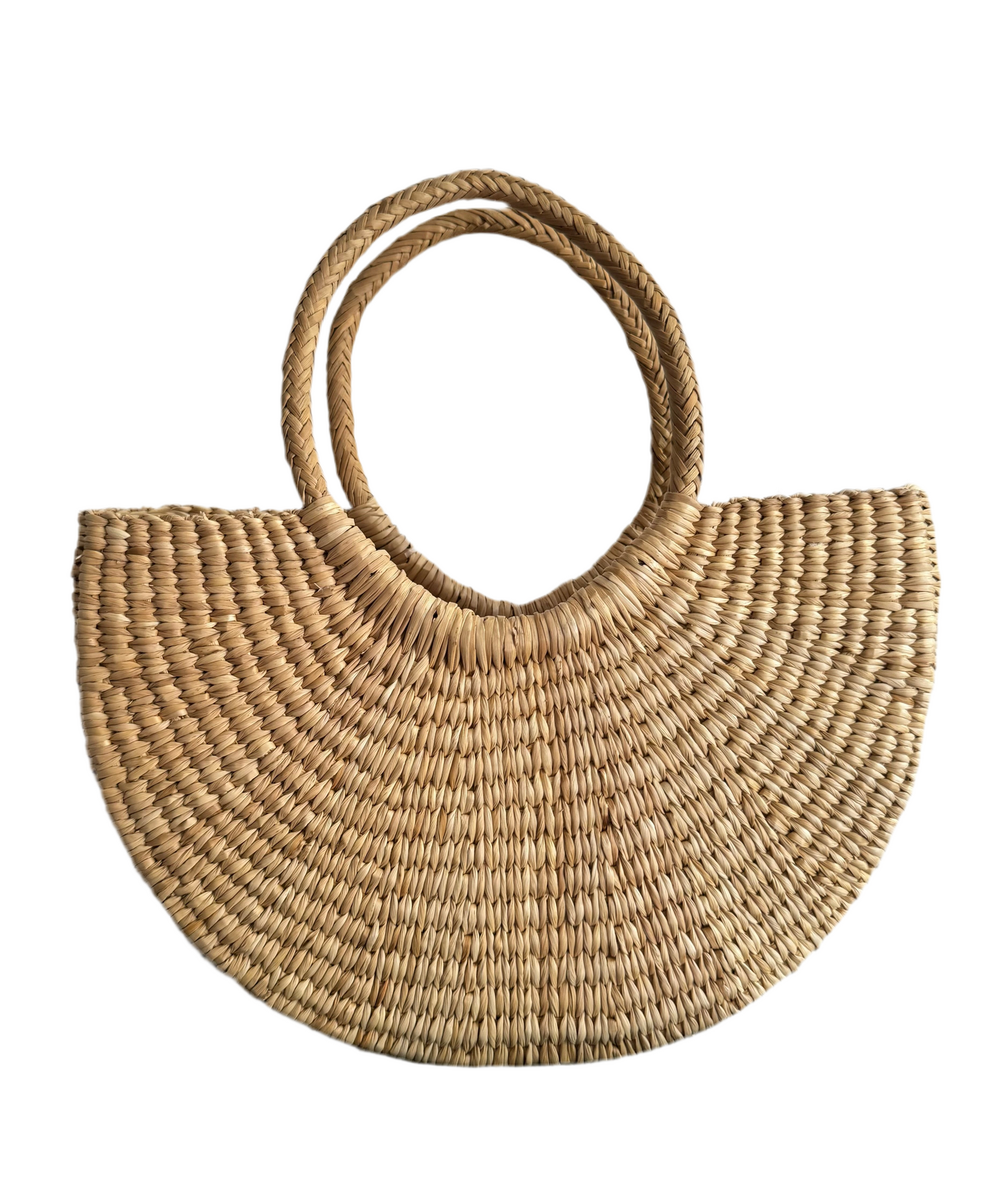 Puerto Eten Artisanal Junco Reed Half-Moon Bag - Natural